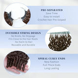 Chocolate Brown Boho Braids Feather Crochet Human Hair Burmese Curly Human Hair Extensions Pre Separated Knotless Handmade Bundles Crochet Hair 10-30Inch