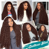 Chocolate Brown Deep Wave 13x6 HD Lace Frontal Human Hair Wigs 250% Vietnamese Original #4 Color Loose Curly 13x4 Lace Front Wig