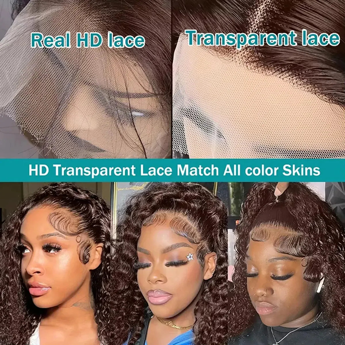 Chocolate Brown Deep Wave 13x6 HD Lace Frontal Human Hair Wigs 250% Vietnamese Original #4 Color Loose Curly 13x4 Lace Front Wig