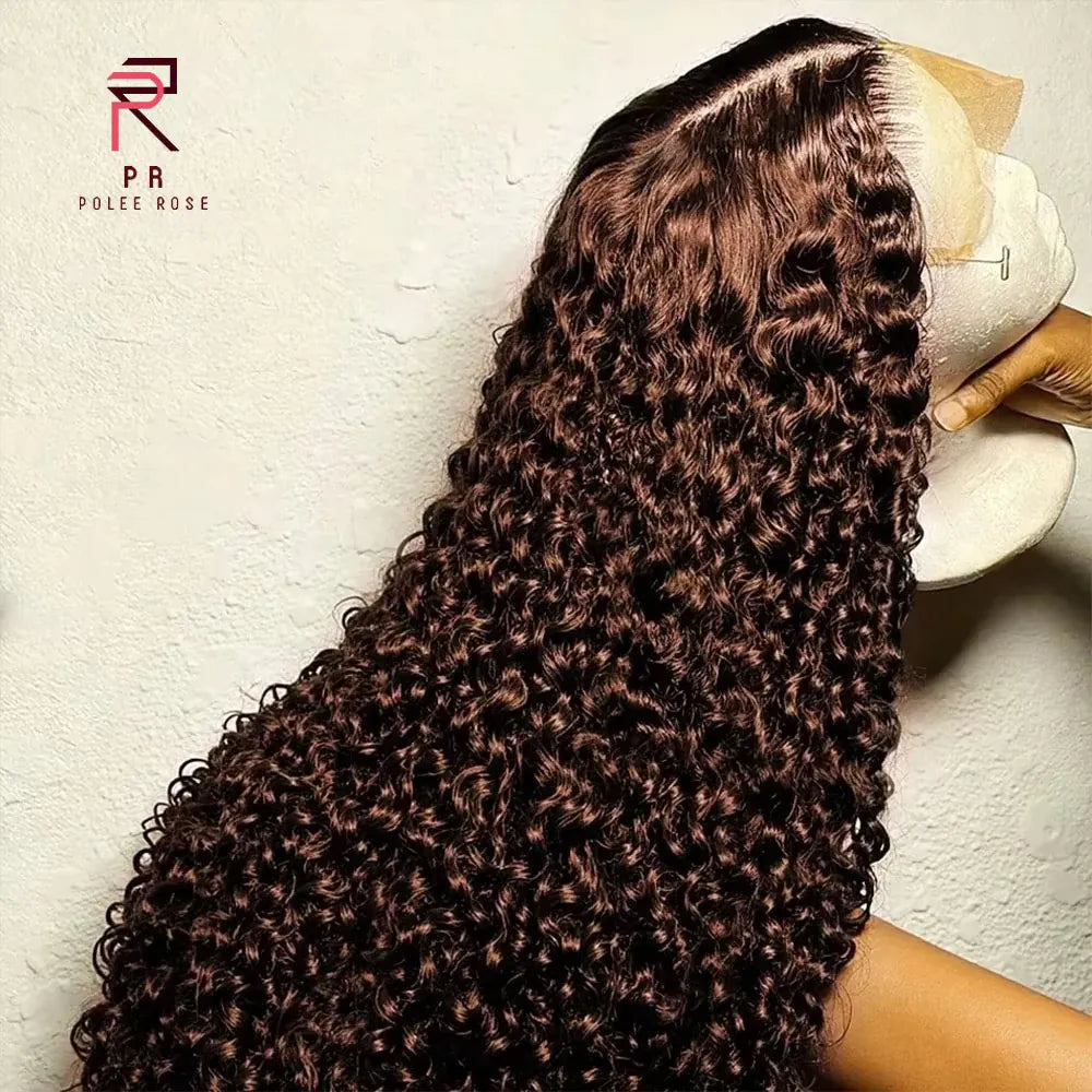 Chocolate Brown Jerry Curly Glueless Wigs Human Hair Colored Lace Front Wigs Pre Plucked Deep Wave Hd Lace Wigs 13x6 Human Hair