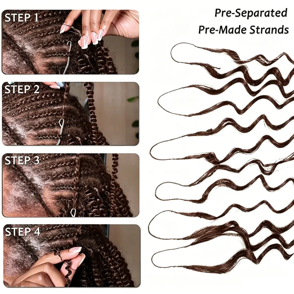 Chocolate Brown Kinky Curly Miracle Knots Crochet 100% Human Hair For Braiding Boho Braids Pre-Separated Feather Colored Hair