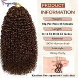 Chocolate Brown Kinky Curly Miracle Knots Crochet 100% Human Hair For Braiding Boho Braids Pre-Separated Feather Colored Hair