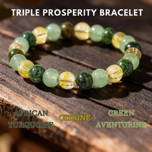 Citrine, Green Aventurine & African Turquoise Bracelet for Abundance, Luck & Spiritual Growth