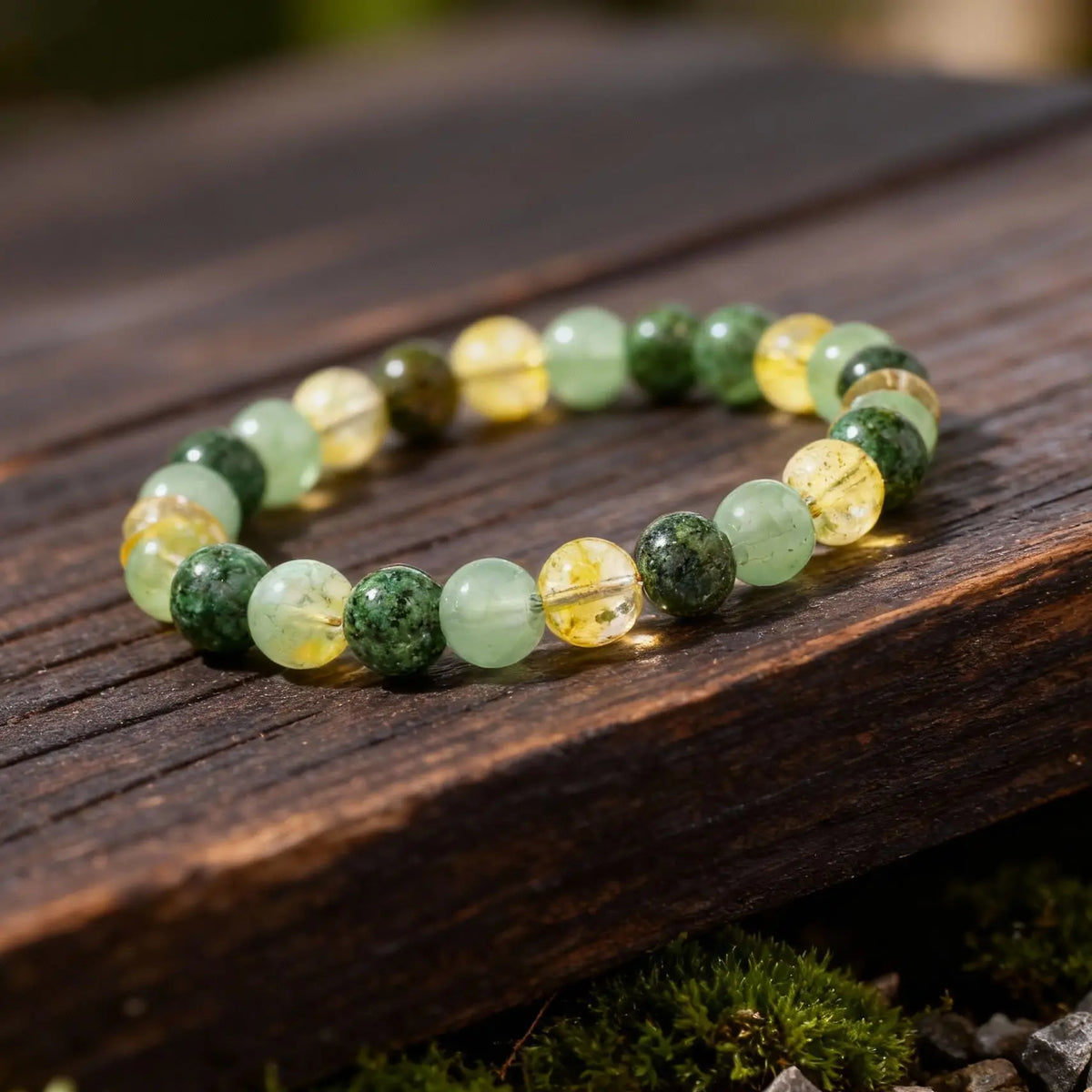 Citrine, Green Aventurine & African Turquoise Bracelet for Abundance, Luck & Spiritual Growth