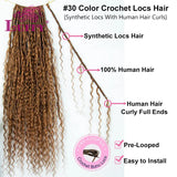 Color 30 Crochet Boho Locs With Human Hair Curls Pre-looped Locs Crochet Hair Human Hair Curly Full Ends For Women