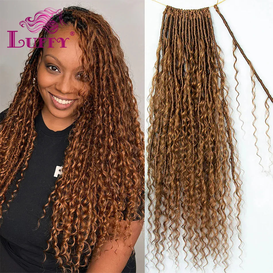 Color 30 Crochet Boho Locs With Human Hair Curls Pre-looped Locs Crochet Hair Human Hair Curly Full Ends For Women