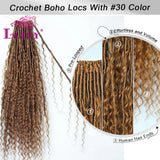 Color 30 Crochet Boho Locs With Human Hair Curls Pre-looped Locs Crochet Hair Human Hair Curly Full Ends For Women