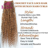 Color 30 Crochet Boho Locs With Human Hair Curls Pre-looped Locs Crochet Hair Human Hair Curly Full Ends For Women