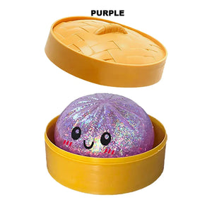Colorful 6 Styles Glitter Dumpling Glitter Dumpling Squishy with Box Dumplings Sensory Squeeze Toy for Stress Relief Toys