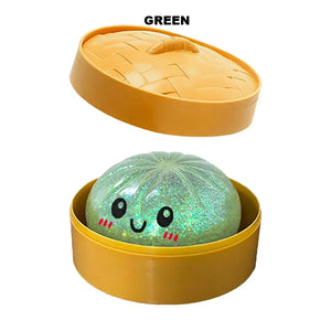 Colorful 6 Styles Glitter Dumpling Glitter Dumpling Squishy with Box Dumplings Sensory Squeeze Toy for Stress Relief Toys