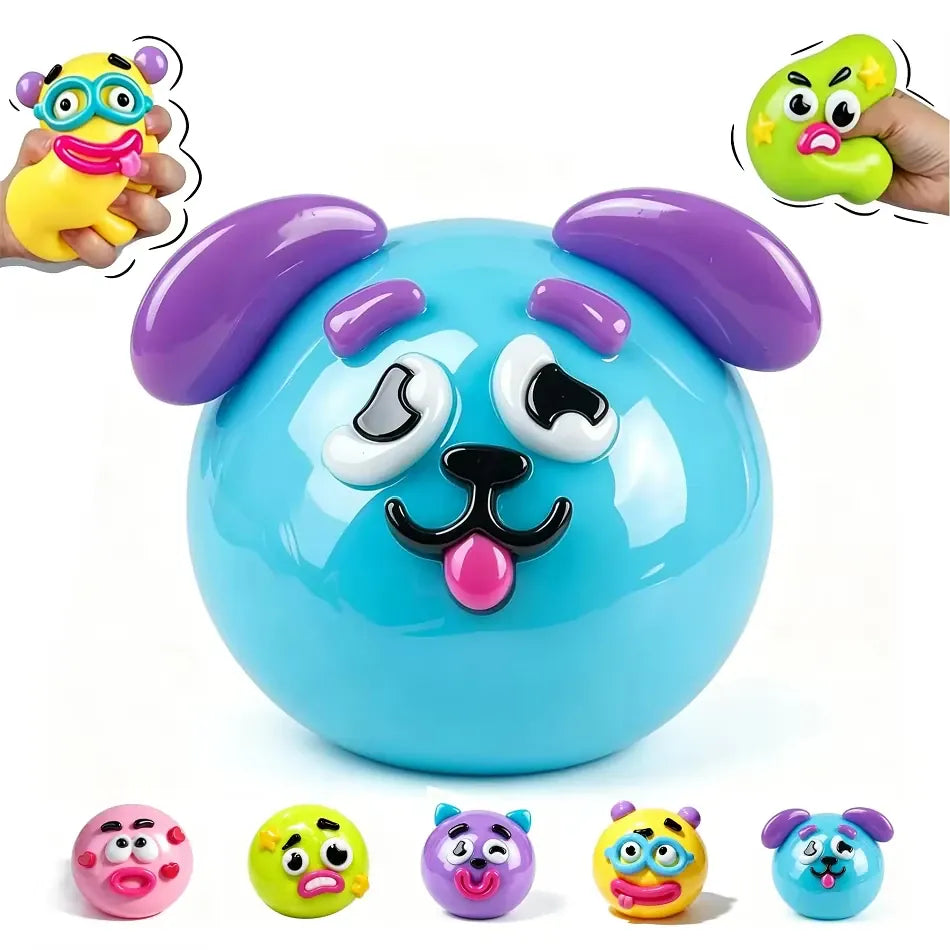 Colorful Smushers Squishy Toys DIY Curiosities Dog Face Swap Squeeze Toys Stress Relieving Soft Moldable Slow Rising Party Gifts