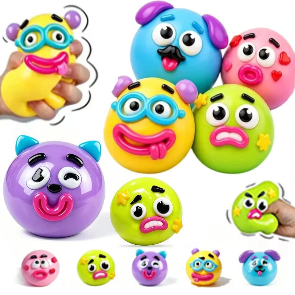 Colorful Smushers Squishy Toys DIY Curiosities Dog Face Swap Squeeze Toys Stress Relieving Soft Moldable Slow Rising Party Gifts