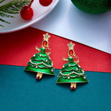 Colourful Zircon Christmas Tree Earrings For Women Sparkling Crystal Snowflake Elk Earring New Year Holiday Jewelry Gifts