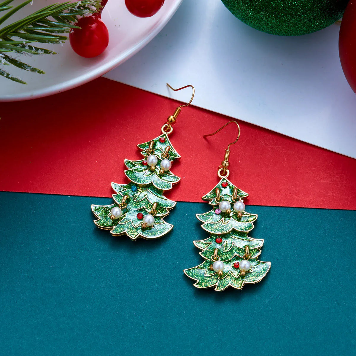 Colourful Zircon Christmas Tree Earrings For Women Sparkling Crystal Snowflake Elk Earring New Year Holiday Jewelry Gifts