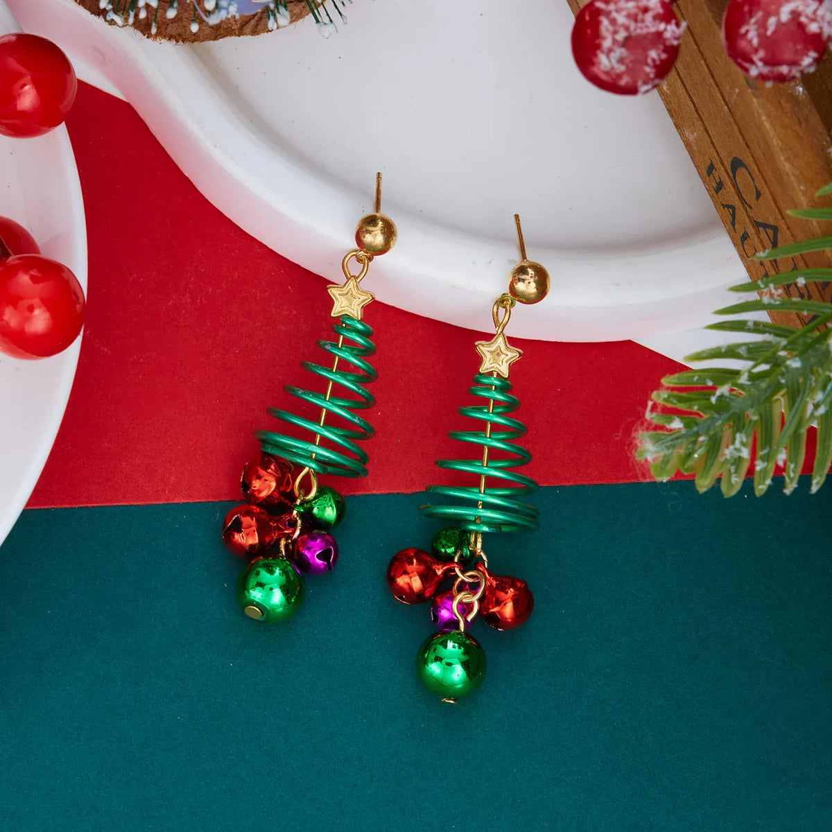 Colourful Zircon Christmas Tree Earrings For Women Sparkling Crystal Snowflake Elk Earring New Year Holiday Jewelry Gifts