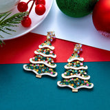 Colourful Zircon Christmas Tree Earrings For Women Sparkling Crystal Snowflake Elk Earring New Year Holiday Jewelry Gifts