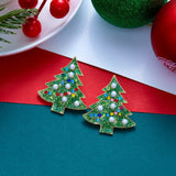 Colourful Zircon Christmas Tree Earrings For Women Sparkling Crystal Snowflake Elk Earring New Year Holiday Jewelry Gifts