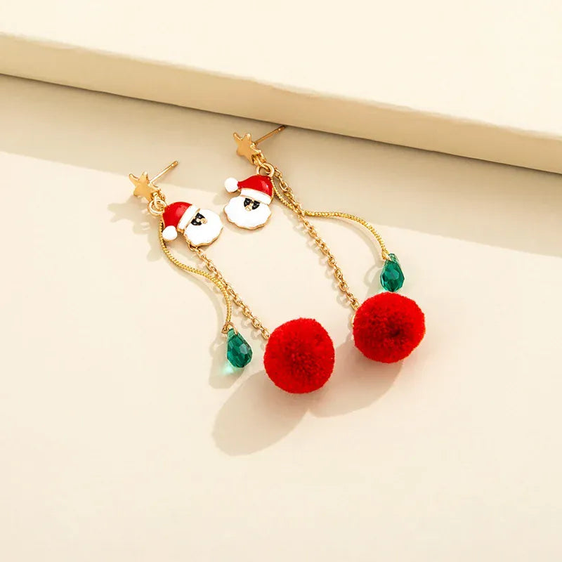 Colourful Zircon Christmas Tree Earrings For Women Sparkling Crystal Snowflake Elk Earring New Year Holiday Jewelry Gifts