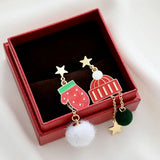 Colourful Zircon Christmas Tree Earrings For Women Sparkling Crystal Snowflake Elk Earring New Year Holiday Jewelry Gifts