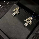 Colourful Zircon Christmas Tree Earrings For Women Sparkling Crystal Snowflake Elk Earring New Year Holiday Jewelry Gifts