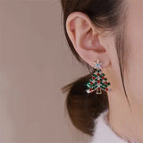 Colourful Zircon Christmas Tree Earrings For Women Sparkling Crystal Snowflake Elk Earring New Year Holiday Jewelry Gifts
