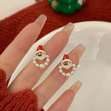 Colourful Zircon Christmas Tree Earrings For Women Sparkling Crystal Snowflake Elk Earring New Year Holiday Jewelry Gifts
