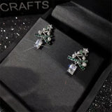 Colourful Zircon Christmas Tree Earrings For Women Sparkling Crystal Snowflake Elk Earring New Year Holiday Jewelry Gifts