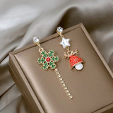 Colourful Zircon Christmas Tree Earrings For Women Sparkling Crystal Snowflake Elk Earring New Year Holiday Jewelry Gifts