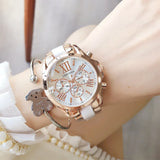 Contena Brand Luxury Women's Watch Fashion Rhinestones Stainless Steel Quartz Watch Simple Elegant Ladies Watch Reloj Mujer