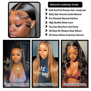 (Coupe) Straight Human Hair HD Lace Front Wig 13x4 or 13x6, Brazilian Hair, 200% Density, 18–46 Inch