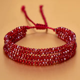 Crystal Bead Bracelet Natural Stone String Woven Ladies Summer Accessories Red For Women Fashion Handmade Jewelry Party Gift