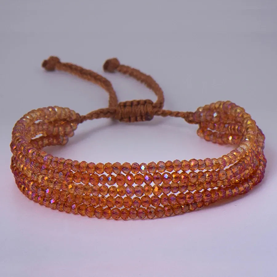 Crystal Bead Bracelet Natural Stone String Woven Ladies Summer Accessories Red For Women Fashion Handmade Jewelry Party Gift