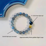 Crystal Bracelet Natural Grey Moonstone Lavolite Niche Design Advanced Sense Gold Tiger Eye Stone Blue Tiger Eye Ins Hand String