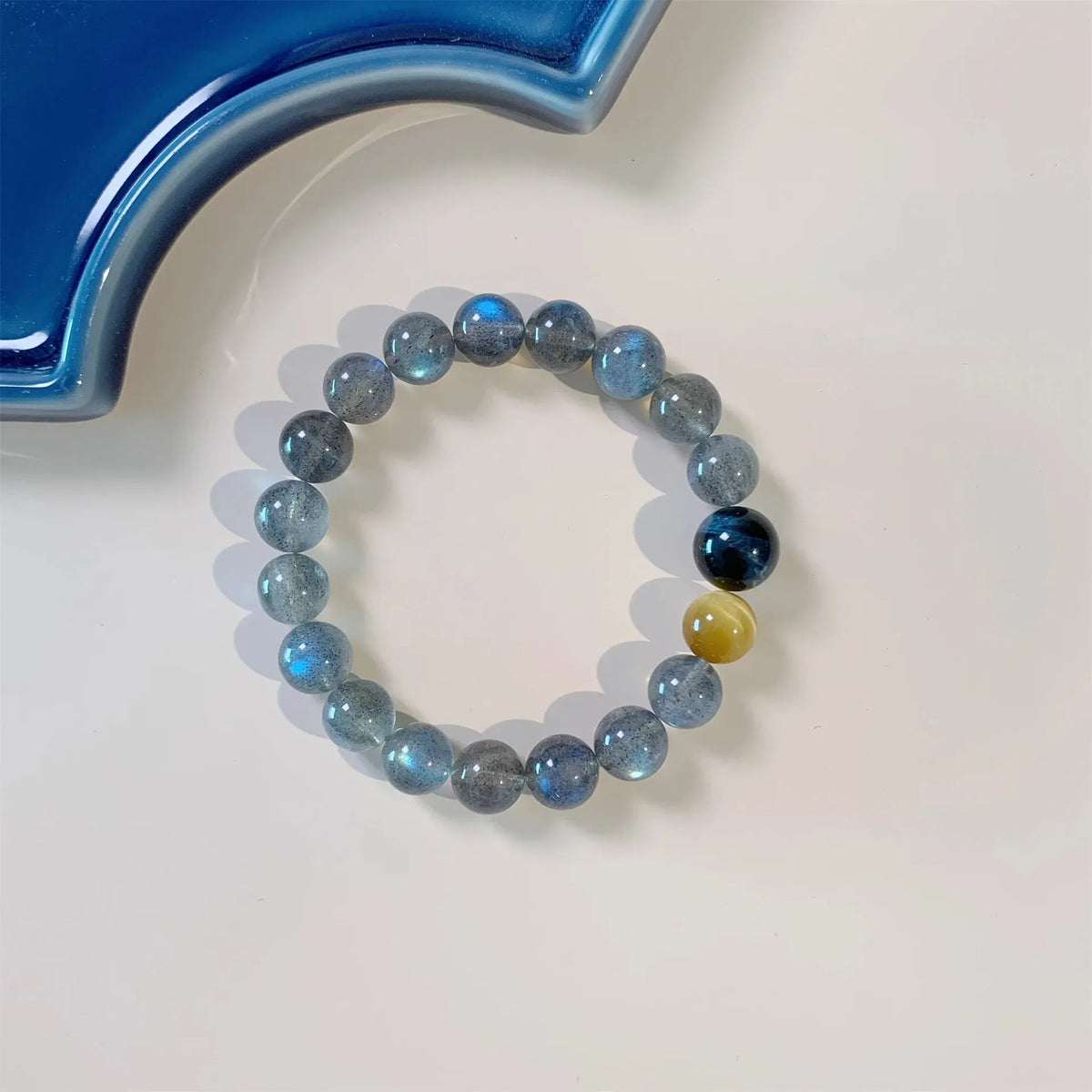 Crystal Bracelet Natural Grey Moonstone Lavolite Niche Design Advanced Sense Gold Tiger Eye Stone Blue Tiger Eye Ins Hand String