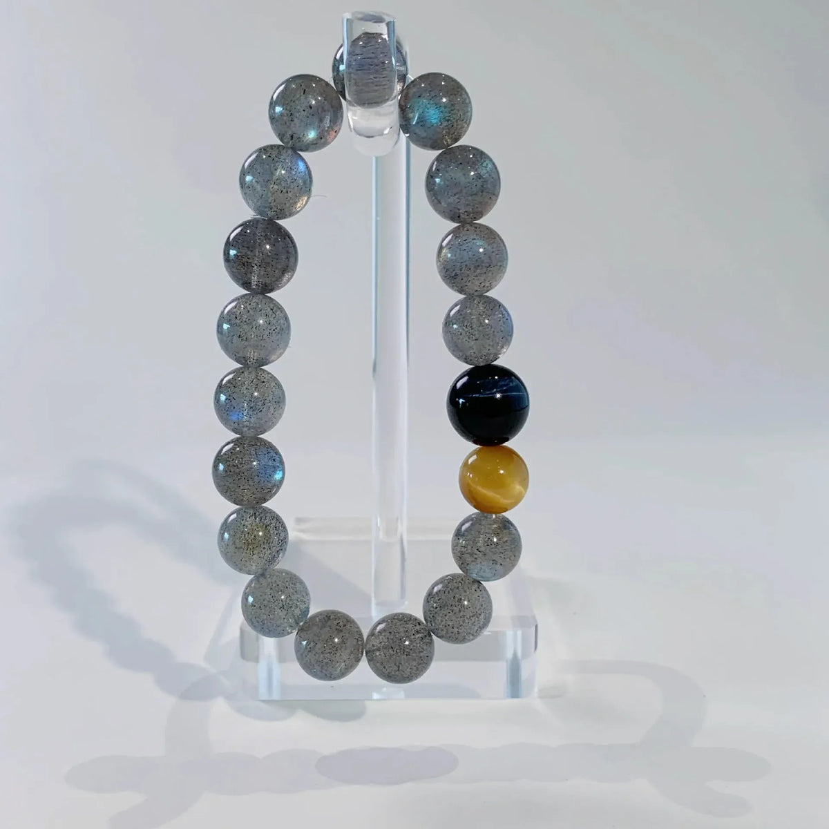 Crystal Bracelet Natural Grey Moonstone Lavolite Niche Design Advanced Sense Gold Tiger Eye Stone Blue Tiger Eye Ins Hand String