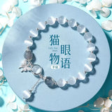 Crystal Bracelet Natural Grey Moonstone Lavolite Niche Design Advanced Sense Gold Tiger Eye Stone Blue Tiger Eye Ins Hand String