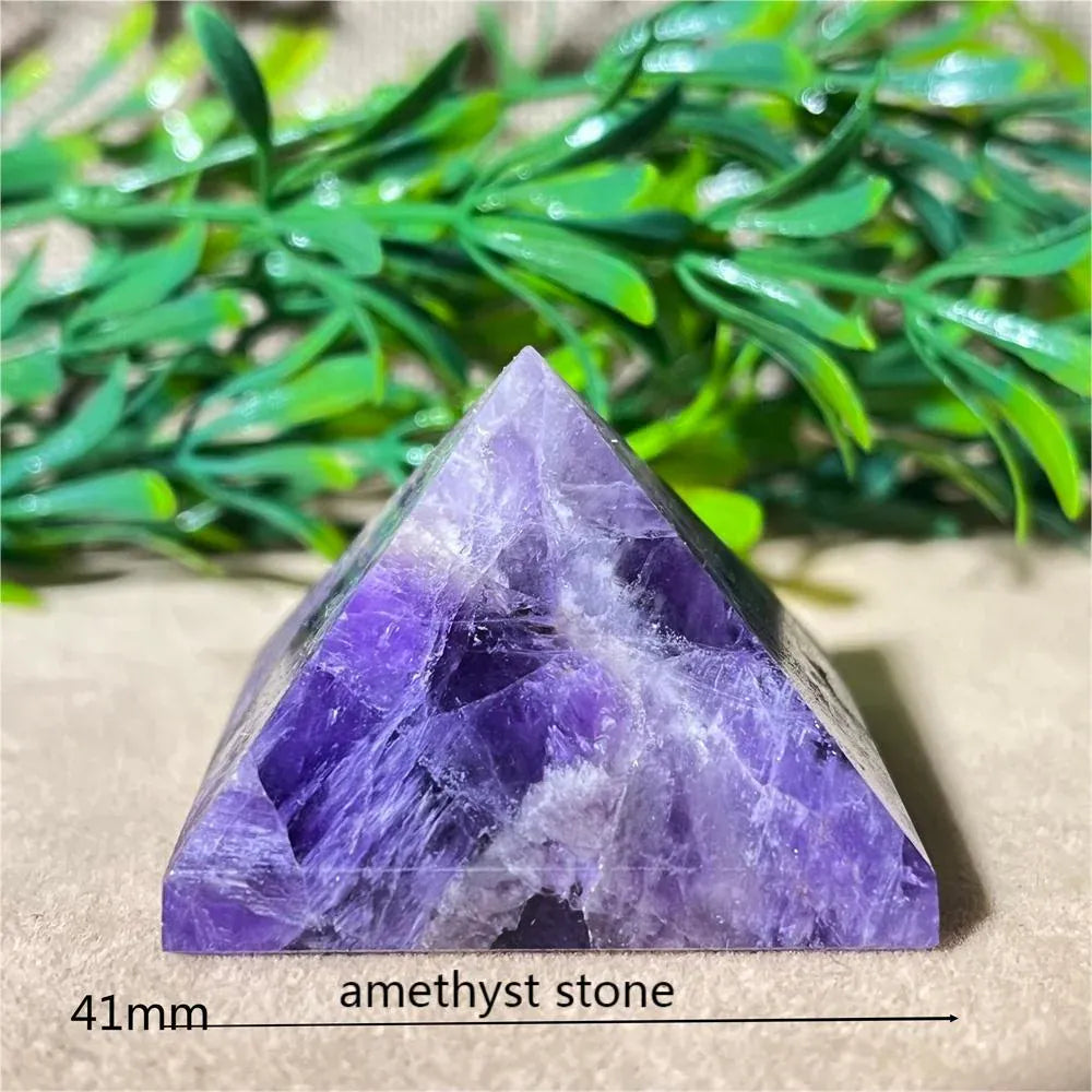 Crystal Natural Pyramid Stone Quartz Stone Amethyst Smelting Healing Spiritual Carving Mineral Home DecorationGemstones