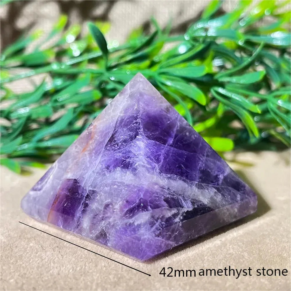 Crystal Natural Pyramid Stone Quartz Stone Amethyst Smelting Healing Spiritual Carving Mineral Home DecorationGemstones
