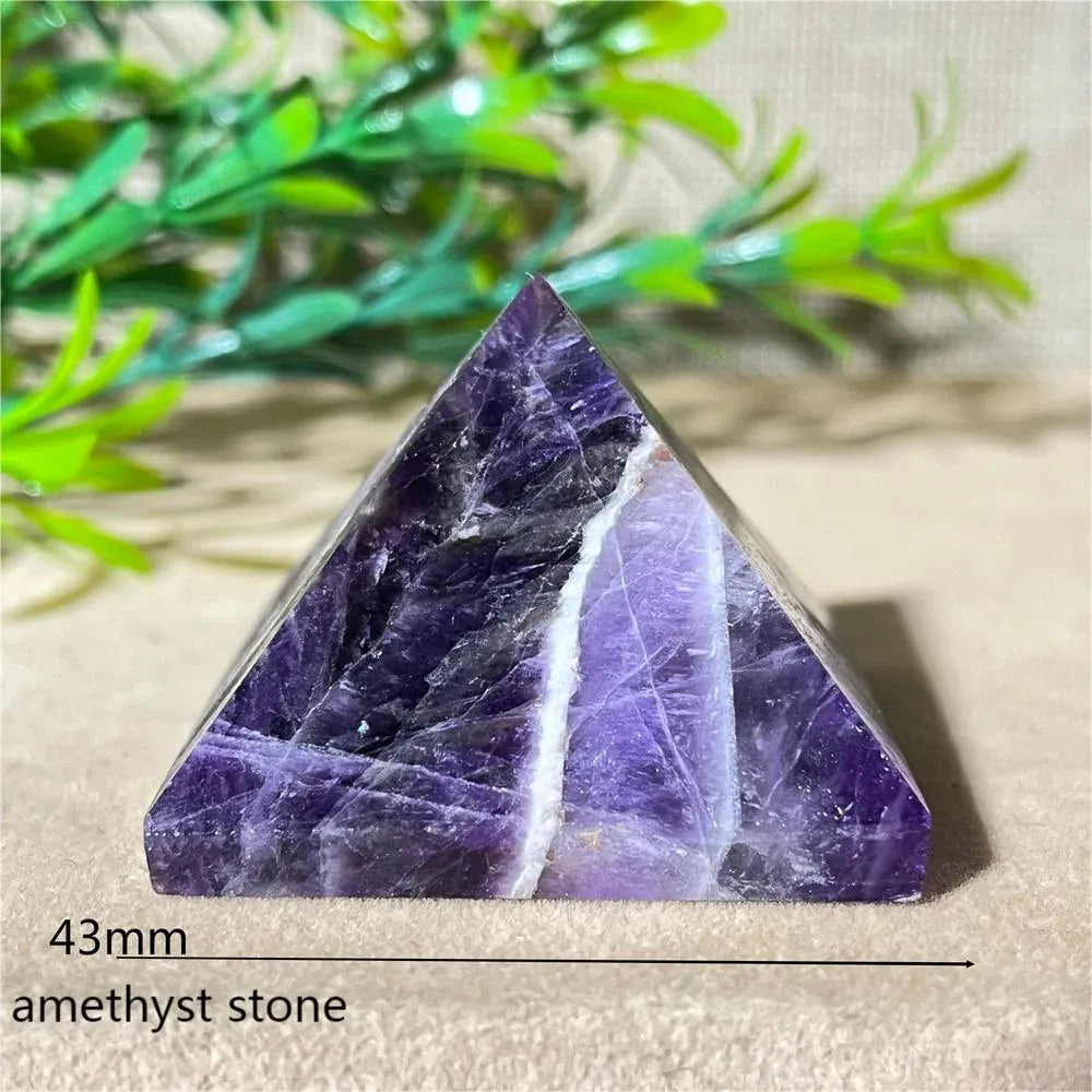 Crystal Natural Pyramid Stone Quartz Stone Amethyst Smelting Healing Spiritual Carving Mineral Home DecorationGemstones