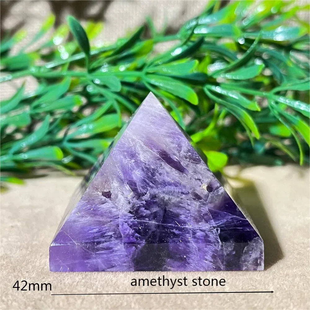 Crystal Natural Pyramid Stone Quartz Stone Amethyst Smelting Healing Spiritual Carving Mineral Home DecorationGemstones