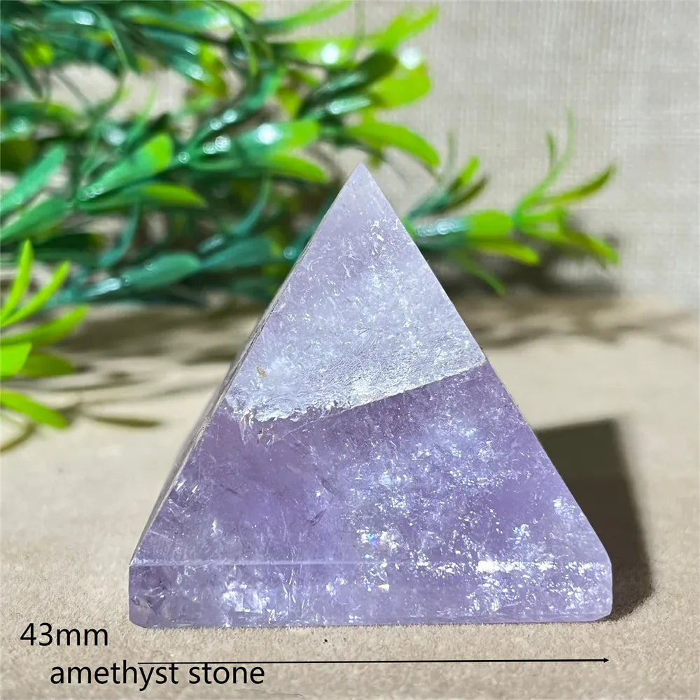 Crystal Natural Pyramid Stone Quartz Stone Amethyst Smelting Healing Spiritual Carving Mineral Home DecorationGemstones