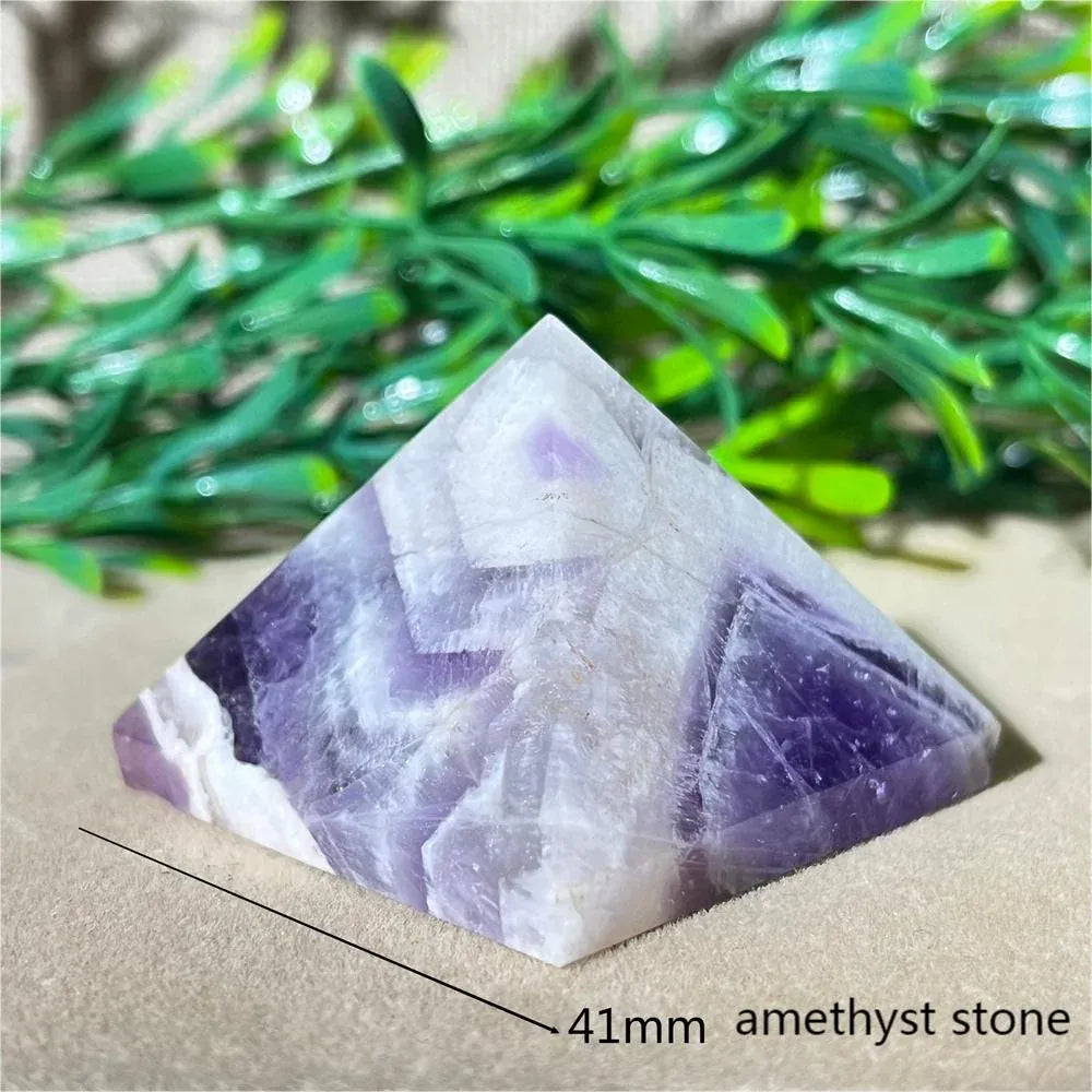 Crystal Natural Pyramid Stone Quartz Stone Amethyst Smelting Healing Spiritual Carving Mineral Home DecorationGemstones