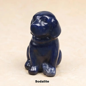Crystal Stone Dog Figurine, 1.5 Inch Hand-Carved Natural Stone Crystal Puppy Decor