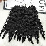 Curly Crochet Braids 100% Human Hair Extensions Burmese Raw Hair Reusable Pre-Separated Tangle-Free 18-24 Inch Natural Black for Women