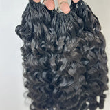 Curly Crochet Braids 100% Human Hair Extensions Burmese Raw Hair Reusable Pre-Separated Tangle-Free 18-24 Inch Natural Black for Women