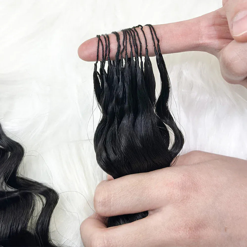 Curly Crochet Braids 100% Human Hair Extensions Burmese Raw Hair Reusable Pre-Separated Tangle-Free 18-24 Inch Natural Black for Women