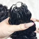 Curly Crochet Braids 100% Human Hair Extensions Burmese Raw Hair Reusable Pre-Separated Tangle-Free 18-24 Inch Natural Black for Women
