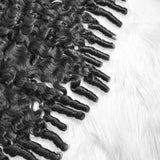 Curly Crochet Braids 100% Human Hair Extensions Burmese Raw Hair Reusable Pre-Separated Tangle-Free 18-24 Inch Natural Black for Women