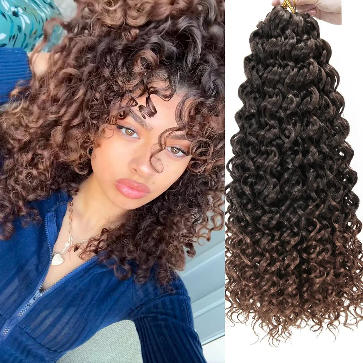 Curly Crochet Hair GoGo Curl Crochet Hair for Women Natural Black Deep Wave Braiding Hair, Synthetic Bohemian Crochet Braid