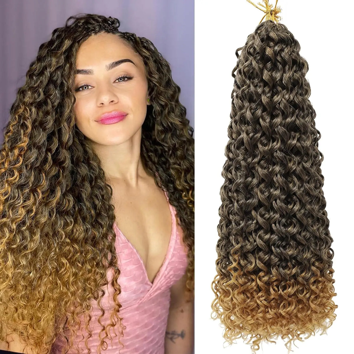 Curly Crochet Hair GoGo Curl Crochet Hair for Women Natural Black Deep Wave Braiding Hair, Synthetic Bohemian Crochet Braid